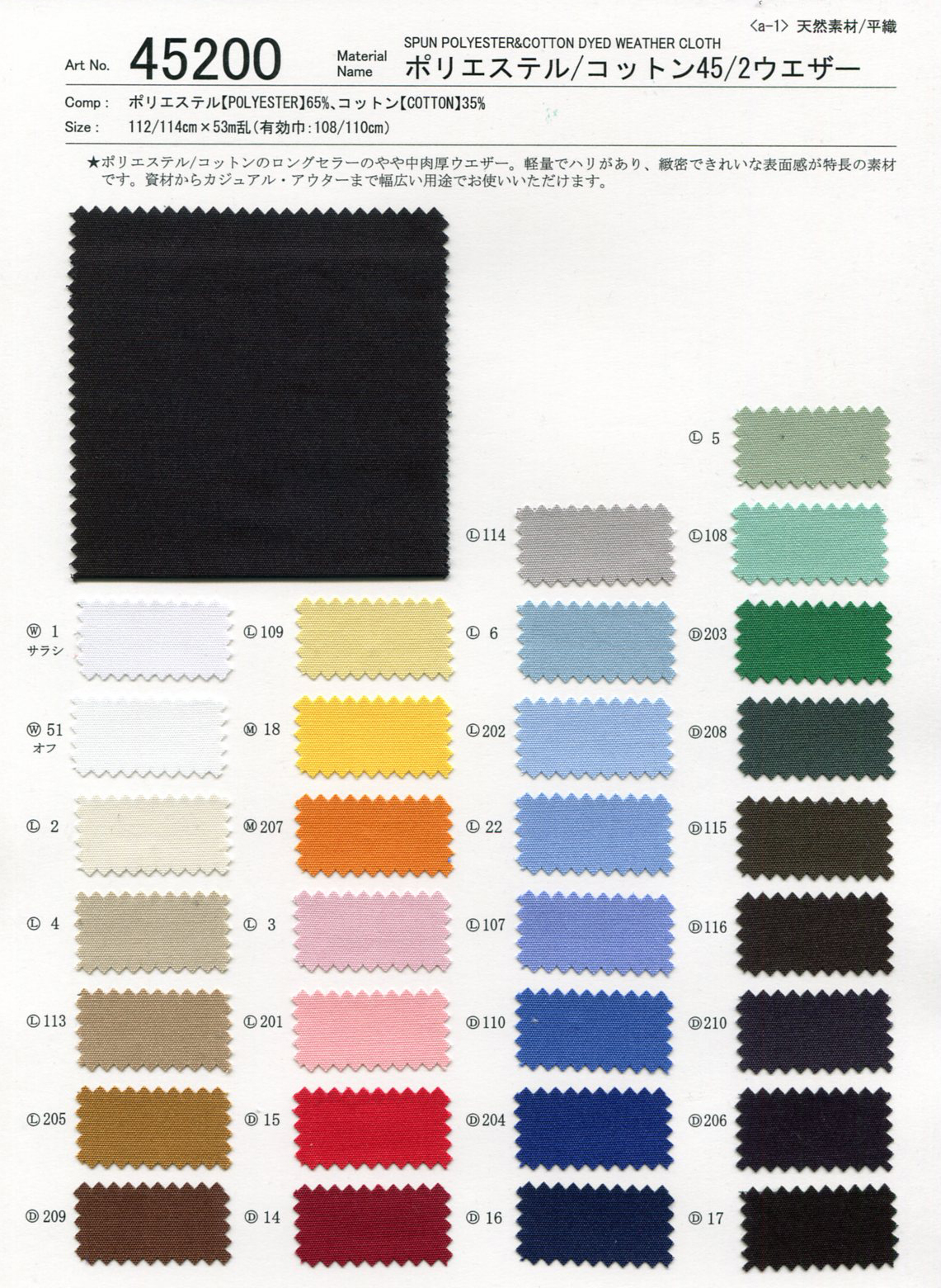 45200 ポリエステル/コットン45/2ウェザー | TNC | テキスタイルネット