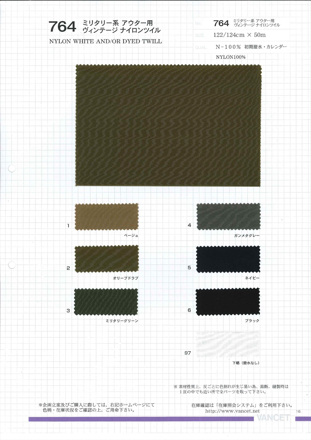 764 ヴィンテージナイロンツイル [メーターカット] | TNC