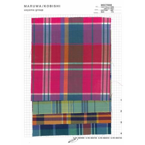 C75666 綿・シルク マドラスチェック | 植山織物 | テキスタイルネット
