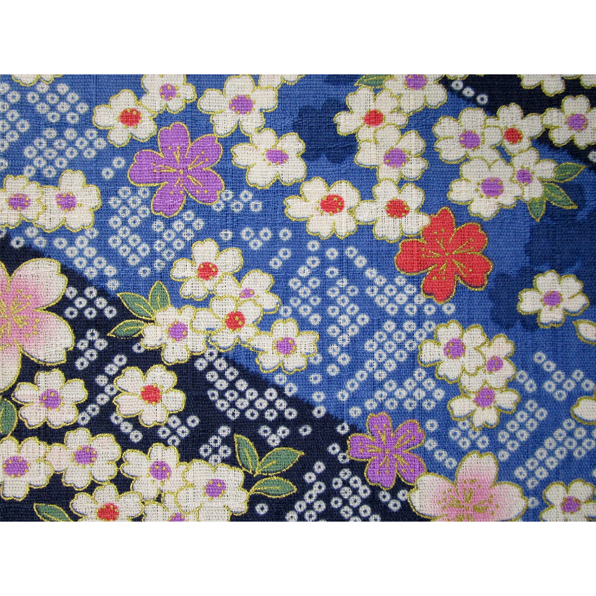 カラフル花柄布和紙ばり物入れ 1026-120-3 和柄ドビーゴールド 鹿の子と花 | 北高 | テキスタイルネット
