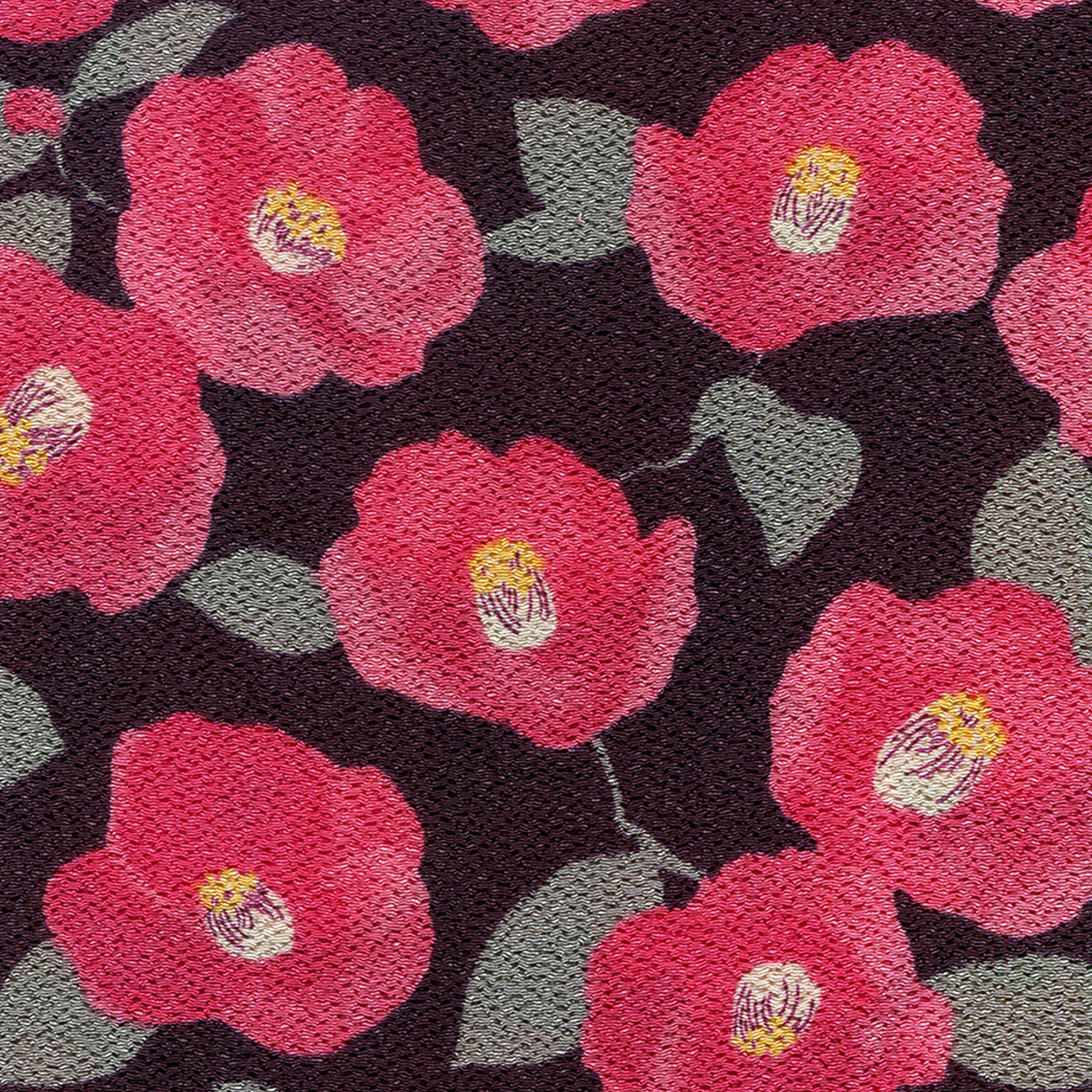 1025-130-2 エステルチリメン 椿 ester chirimen fabric with a