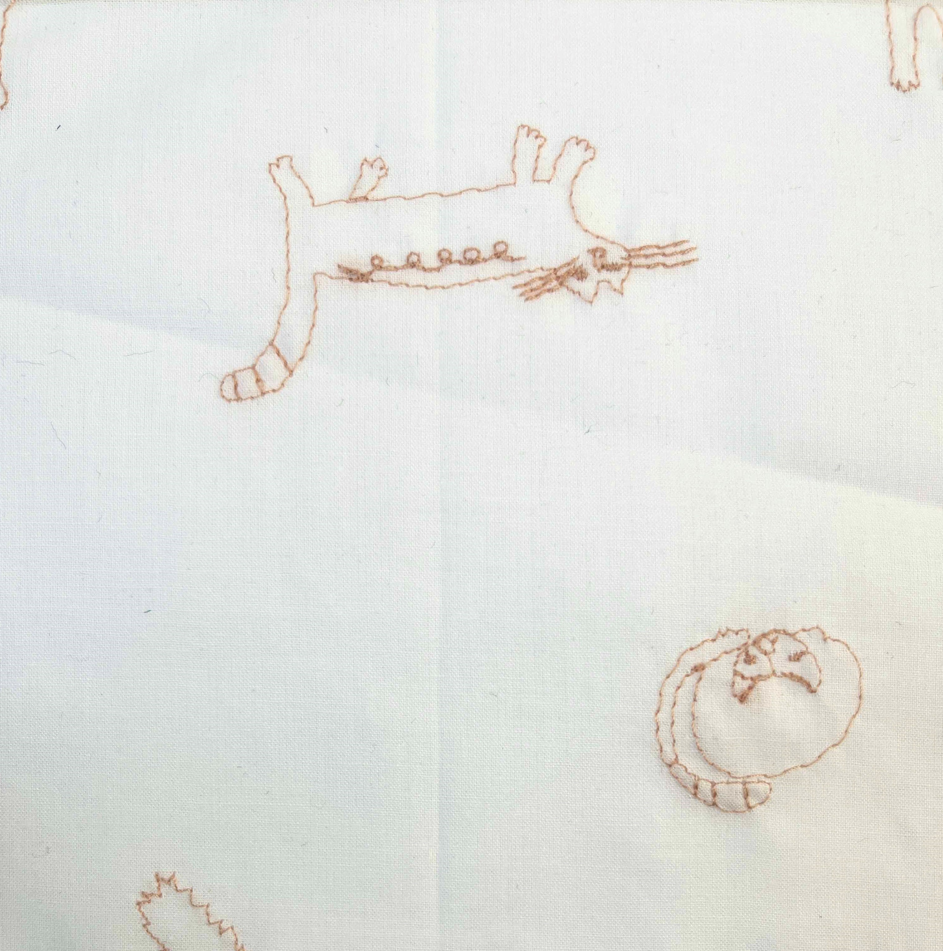 1024-1640-2 60ローン刺繍 きままネコ | 北高 | テキスタイルネット