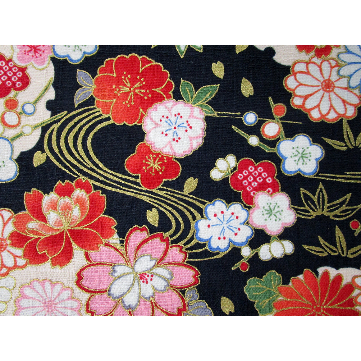 1026-120-4 和柄ドビーゴールド 流水と花 | 北高 | テキスタイルネット