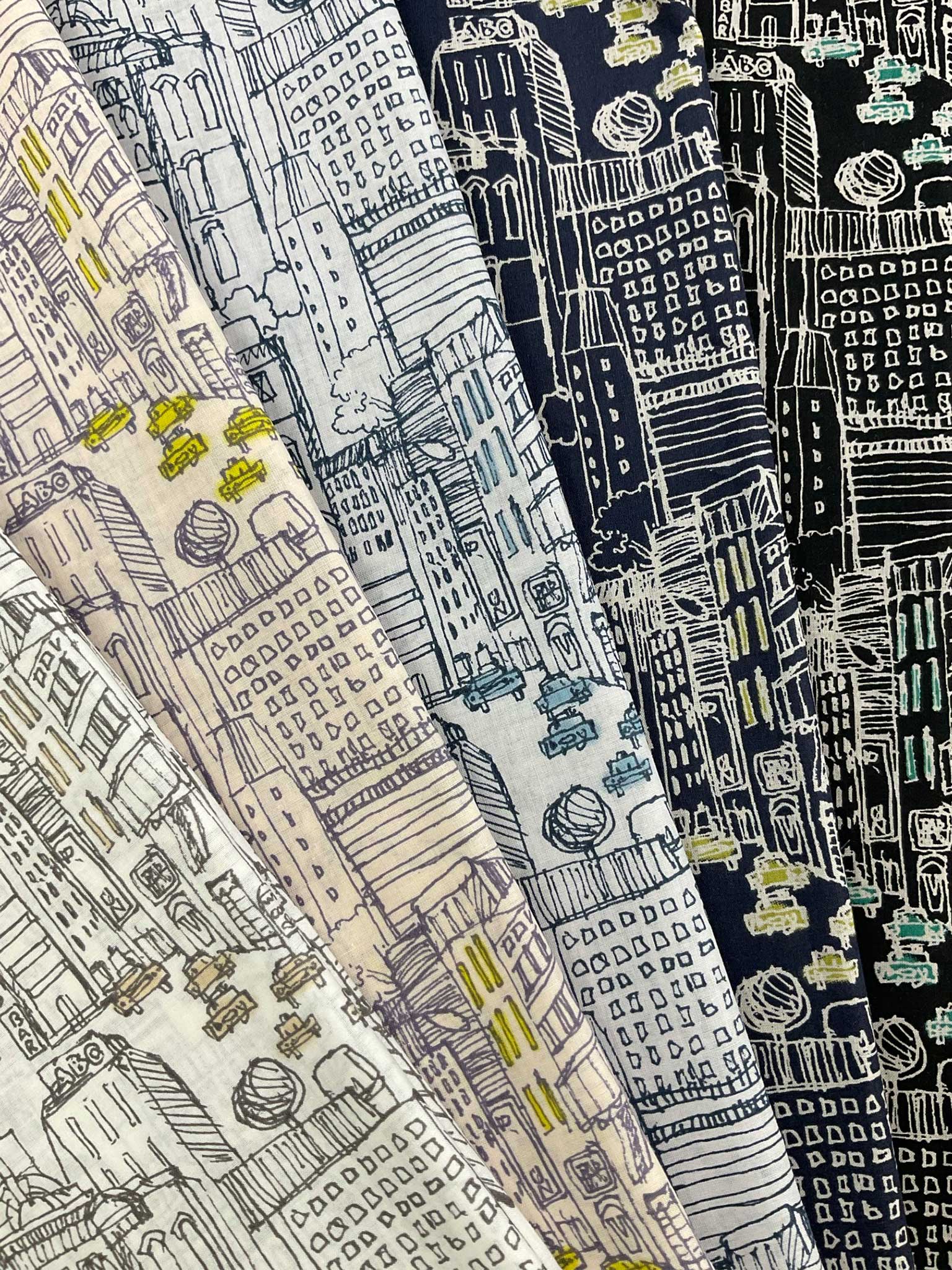 1022 640 1 60ローン 建物柄 街柄 風景 車 線描き 手書き風 大人 ナチュラル ブラウス ワンピース シャツ 北高 テキスタイルネット