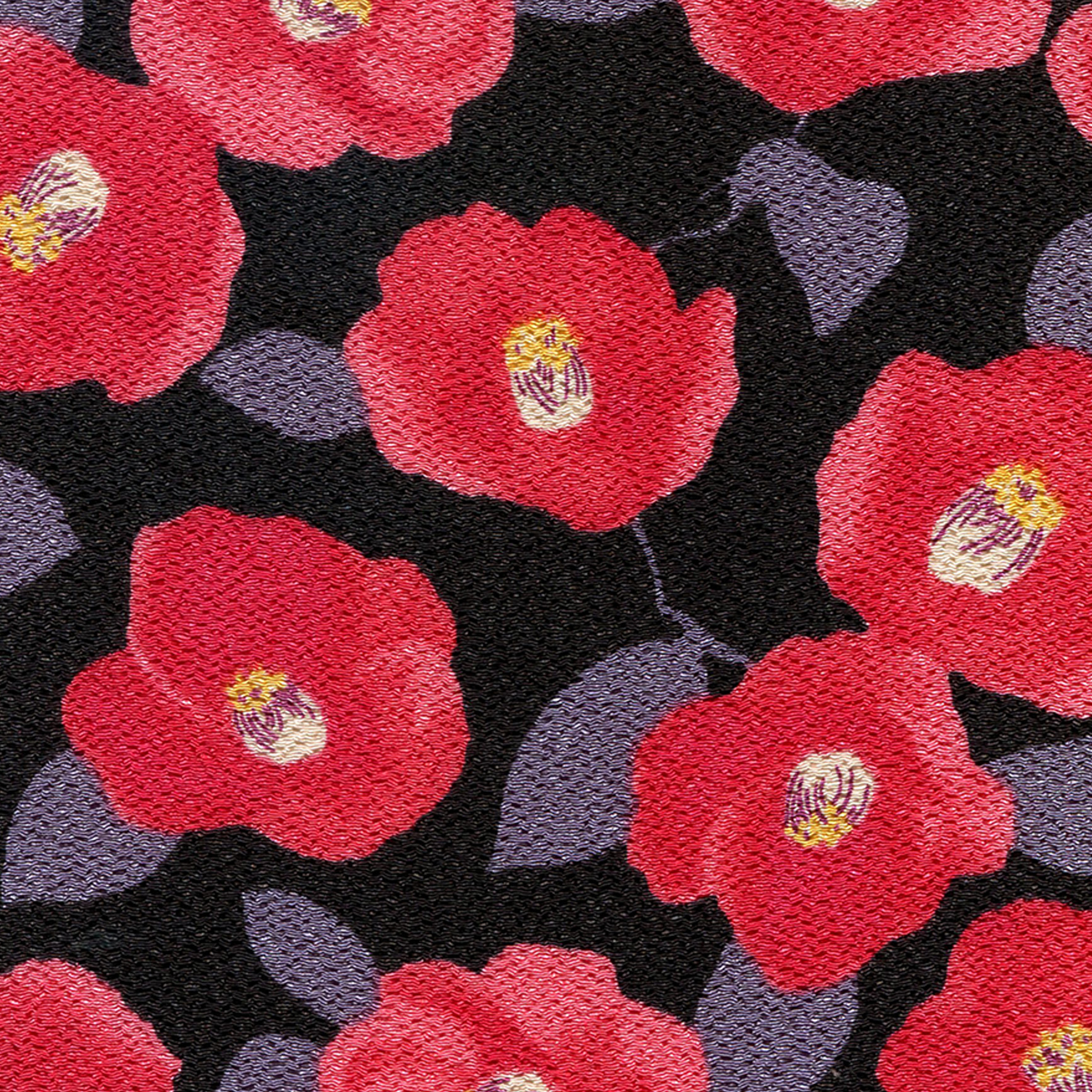 1025-130-2 エステルチリメン 椿 ester chirimen fabric with a