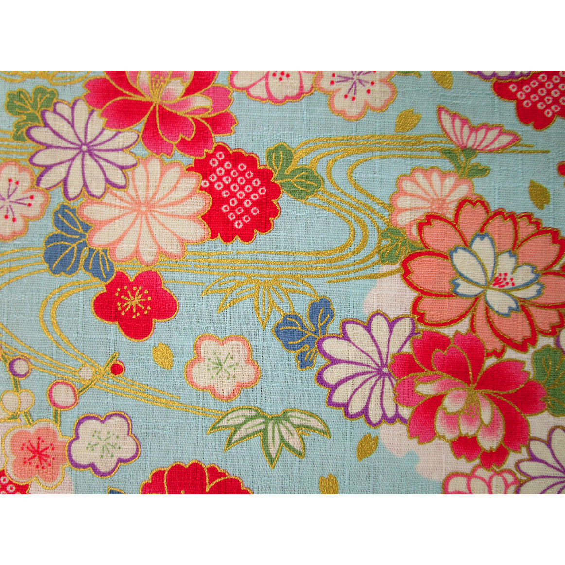 1026-120-4 和柄ドビーゴールド 流水と花 | 北高 | テキスタイルネット