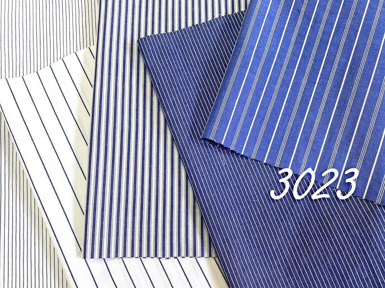 3023 40/1セルビッチブルーストライプ | 桑村繊維 | テキスタイルネット