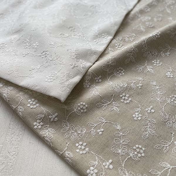 ON46365 綿麻刺繍 4inch Leaf bush | 小原屋繊維 | テキスタイル