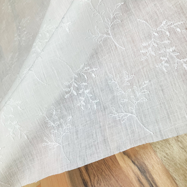 ON42296Linen 60/1リネン刺繍 4inch leafy | 小原屋繊維