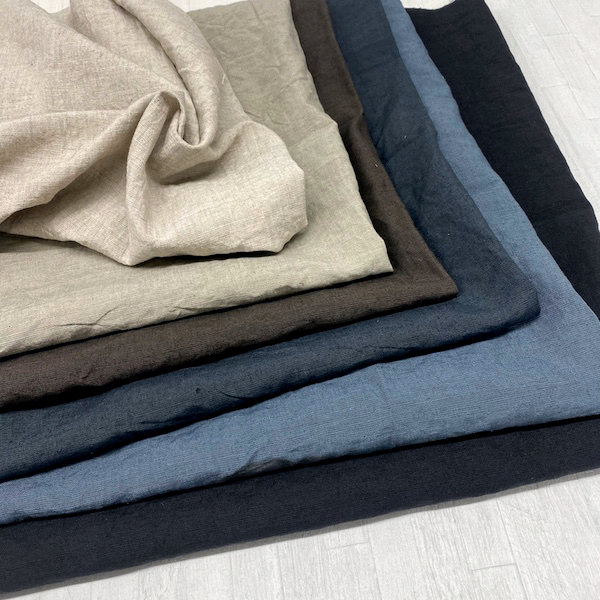 専用☆青が映えちゃう、大人なリネン PD]【5mカット】ナチュラルワッシャー加工 リネン・レーヨン
