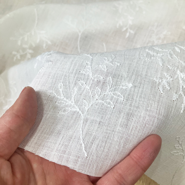 ON42296Linen 60/1リネン刺繍 4inch leafy | 小原屋繊維