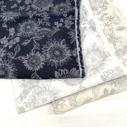 リネンラミー　マンガン絣　ひまわり柄【在庫限り】